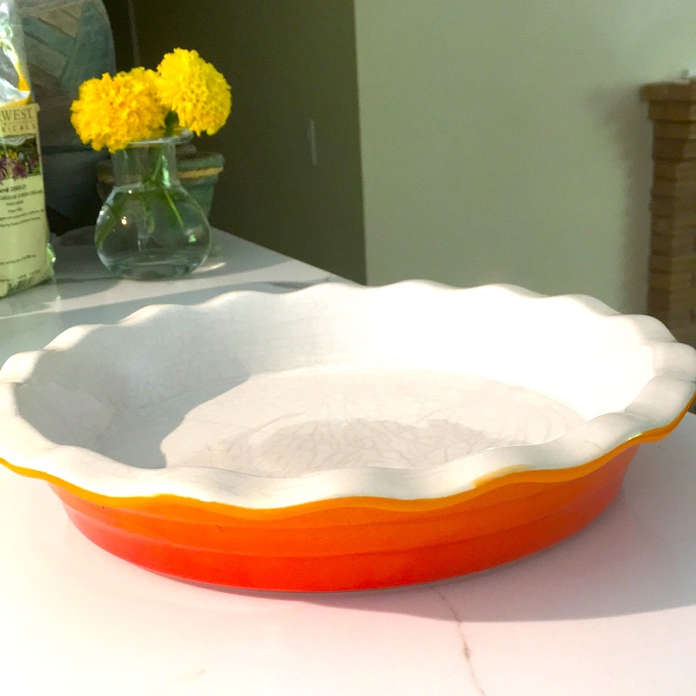 Portuguese made ceramic round baking dish